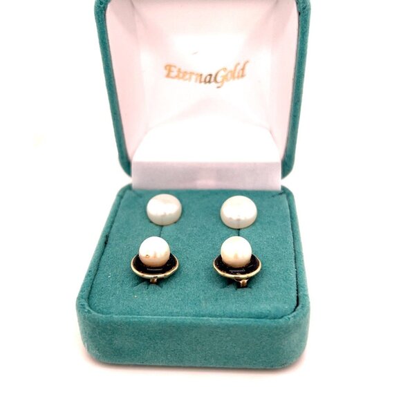 14K Gold Eterna Gold Stud Earrings - 2 Pairs - Picture 2 of 5